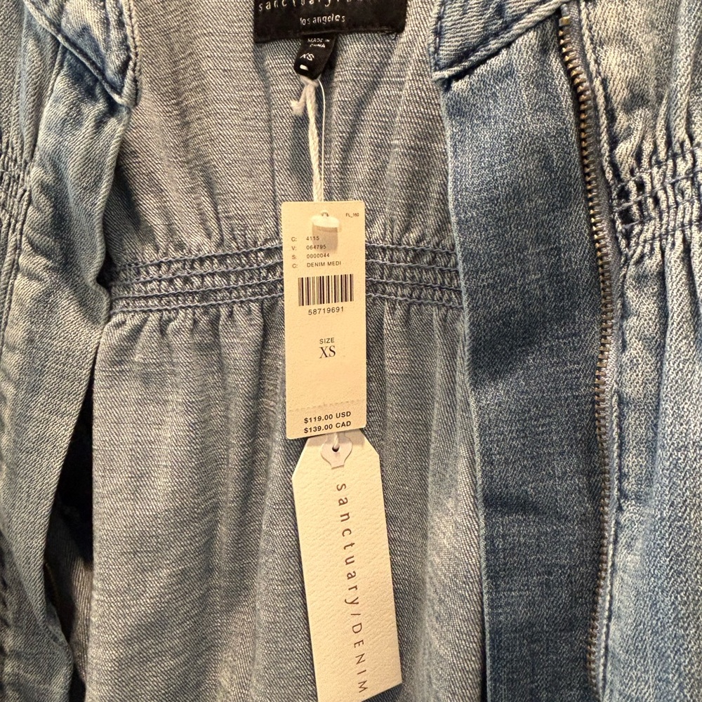 Anthropologie Women’s Smocked Chambray Jacket NWT xs - Picture 2 of 6